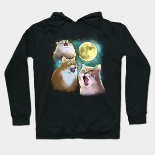 Three Cat Moon 3 Wolf Moon Funny Parody Hoodie